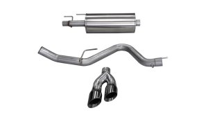 Ford F-150 Performance Exhaust - CORSA Performance - Cat Back Sport Single Side Dual 4in Tips - Black - `15-`20